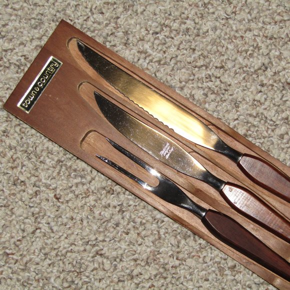 VINTAGE MCM Washington Forge Town & Country 3-Pc CARVING SET - Fleetwood Handles - Picture 1 of 10